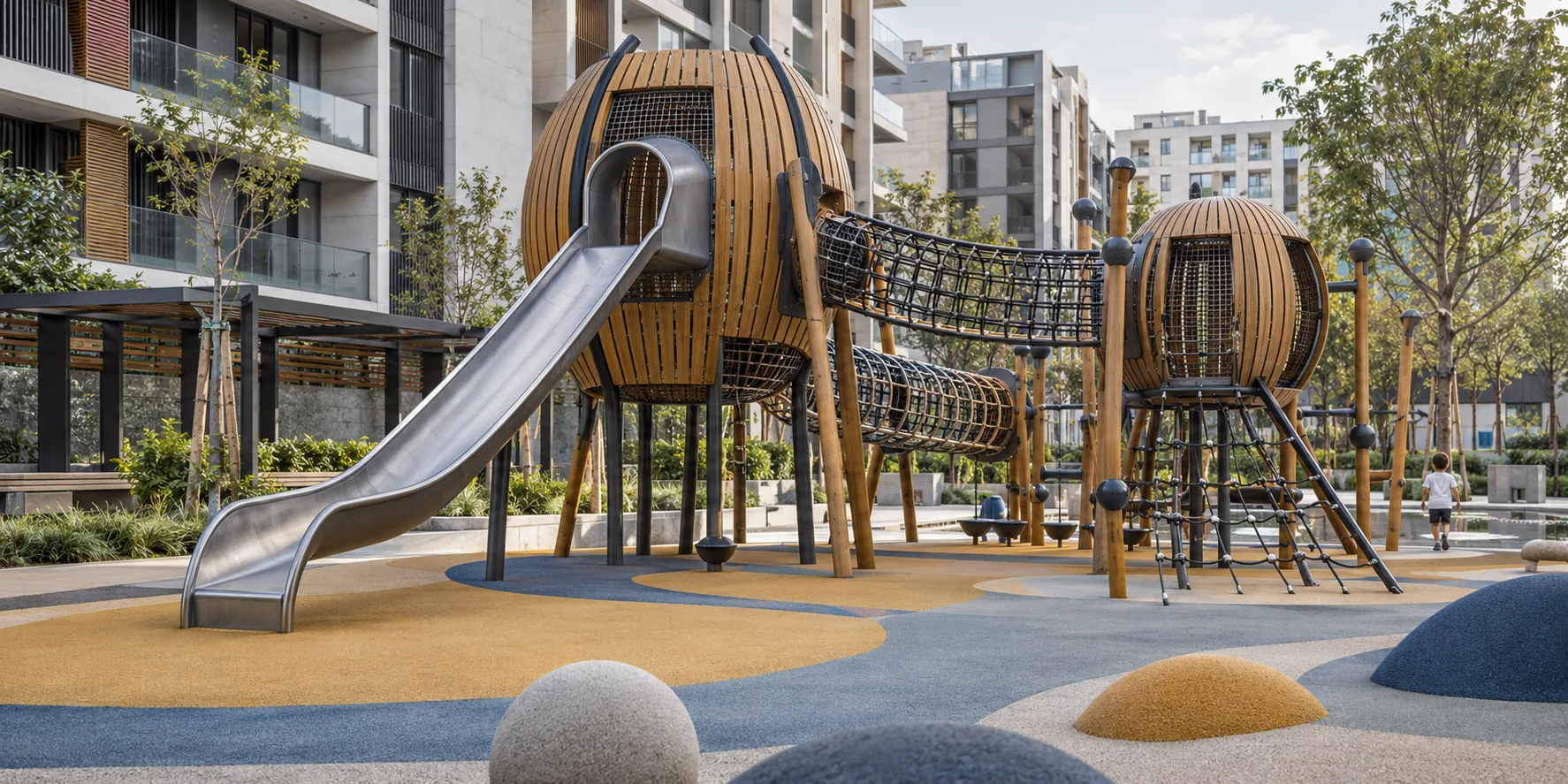 Modern çocuk parkı ekipmanları